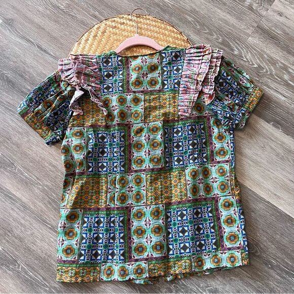 Carolina K bella ruffled blouse hemp cotton blend women’s size XS - Picture 8 of 8